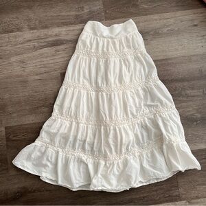 Miss Selfridge Tiered Cream Maxi Skirt